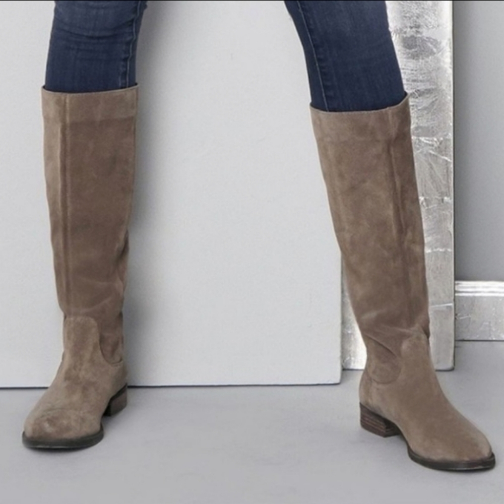 Sole Society Womens Kellini Gray Suede Slouchy Tall Boots Sz 8.5